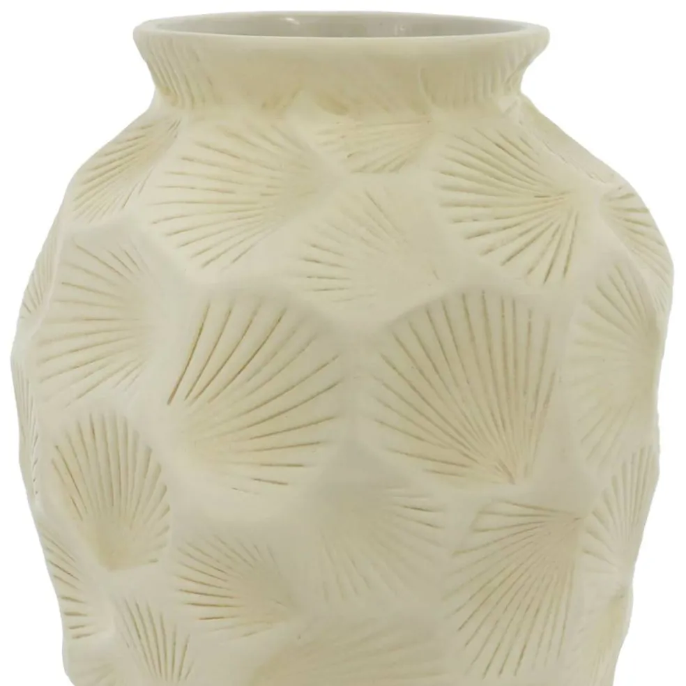 10" Beige Seashell Embossed Ceramic Vase by Ashland®