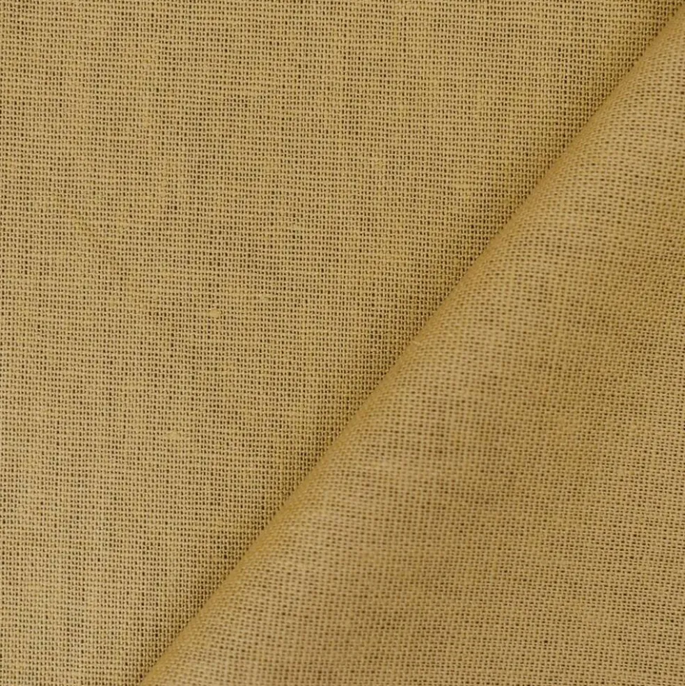 Beige Solid Linen Woven Shirting Fabric By the Yard