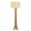 Beige Wood Rustic Floor Lamp, 62" x 22" x 22"