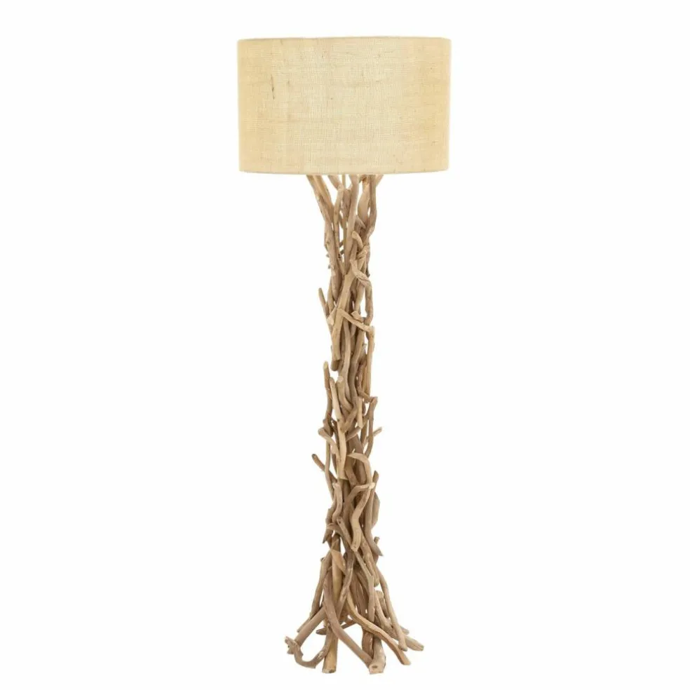 Beige Wood Rustic Floor Lamp, 62" x 22" x 22"