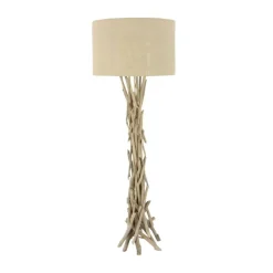 Beige Wood Rustic Floor Lamp, 62" x 22" x 22"