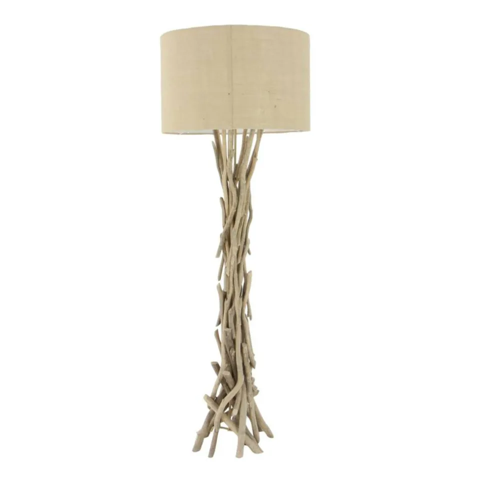 Beige Wood Rustic Floor Lamp, 62" x 22" x 22"