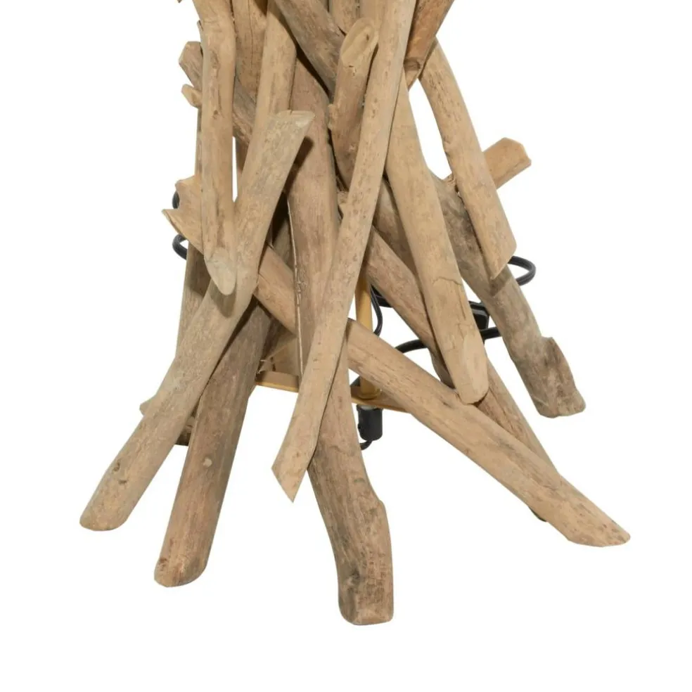 Beige Wood Rustic Floor Lamp, 62" x 22" x 22"