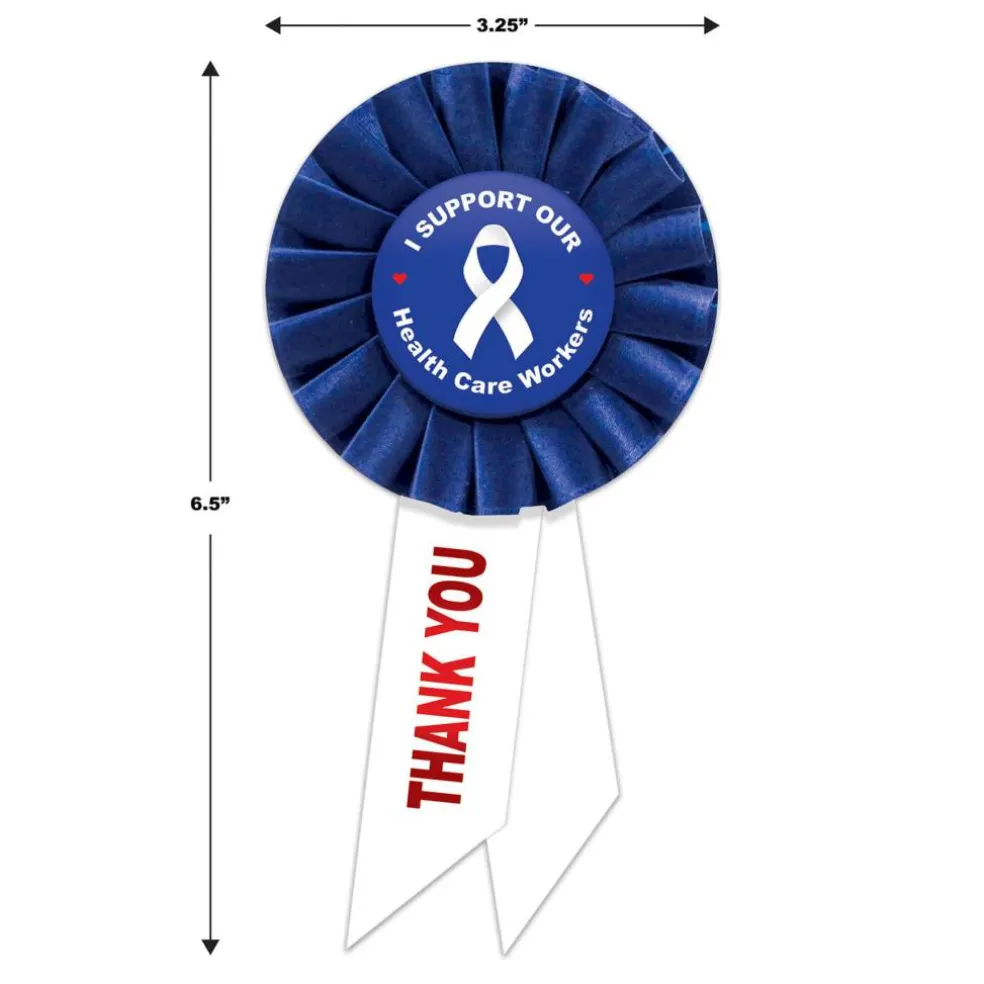 Beistle Blue I Support Our Health Care Workers Rosettes, 2ct.