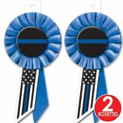 Beistle 6.5" Blue Stripe Law Enforcement Rosettes, 2ct.