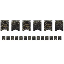 Beistle 8ft. Black, Gold & Silver Happy Birthday Streamer