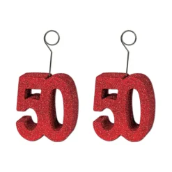 Beistle 6oz. Red Glittered Number Photo & Balloon Holders, 2ct.