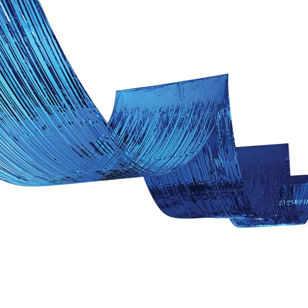 Beistle - 19.05" x 16' - Blue - Metallic Fringe Ceiling Curtain with Hanging Tape - 12 Pieces