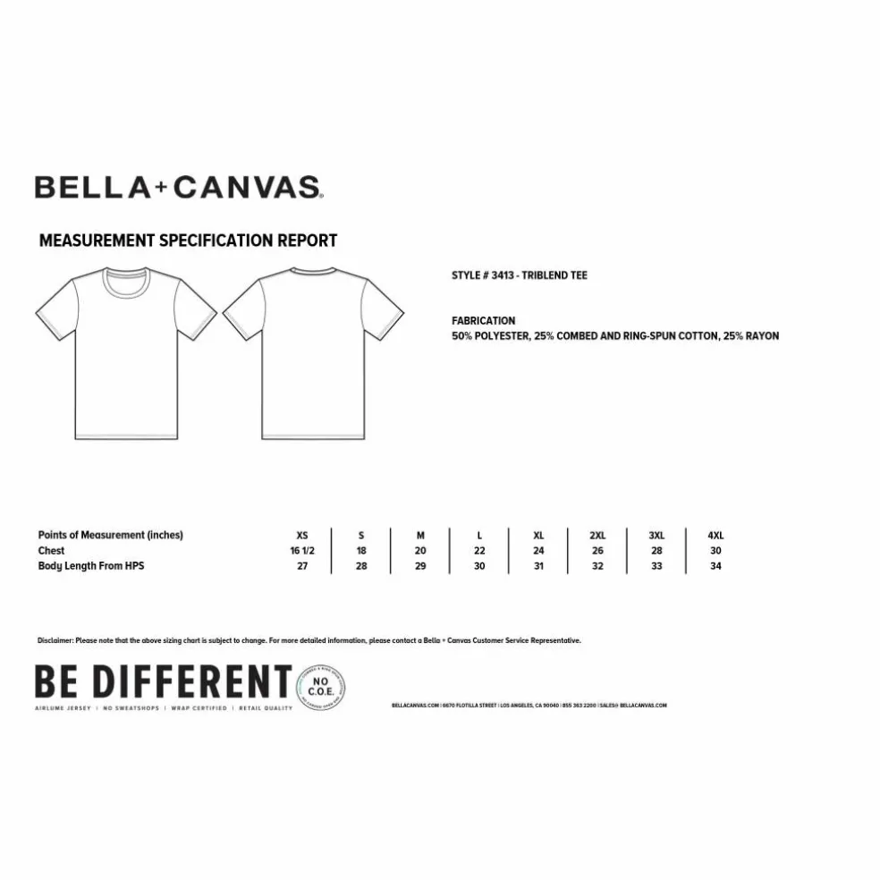 BELLA+CANVAS® Adult Unisex Tri Blend T-Shirt