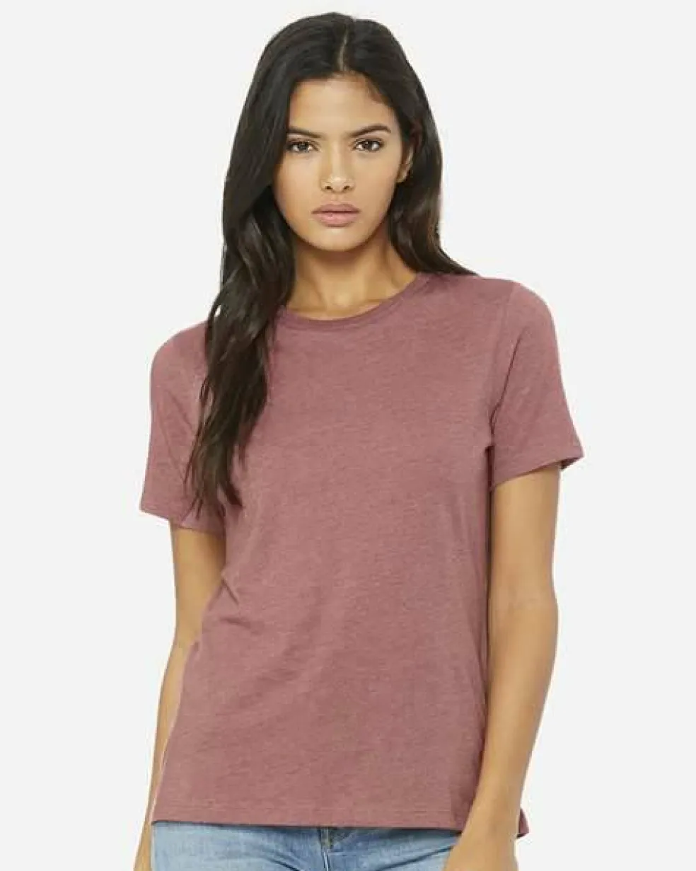 BELLA + CANVAS Women’s Relaxed Fit Heather CVC T-Shirt Free Shipping