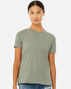 BELLA + CANVAS Women’s Relaxed Fit Heather CVC T-Shirt Free Shipping