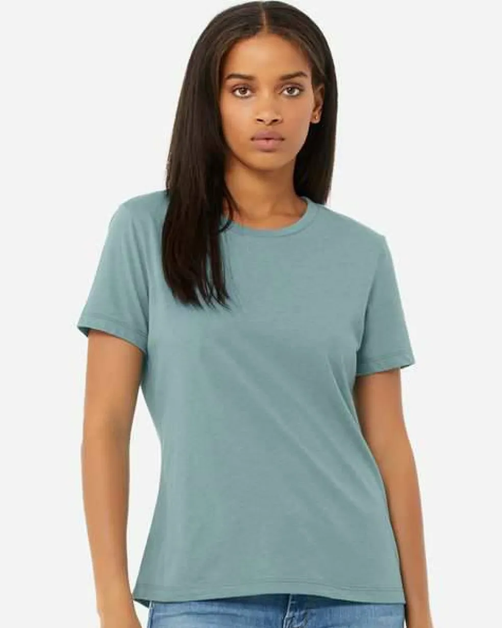 BELLA + CANVAS Women’s Relaxed Fit Heather CVC T-Shirt Free Shipping