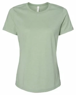 BELLA + CANVAS Women’s Relaxed Fit Heather CVC T-Shirt Free Shipping