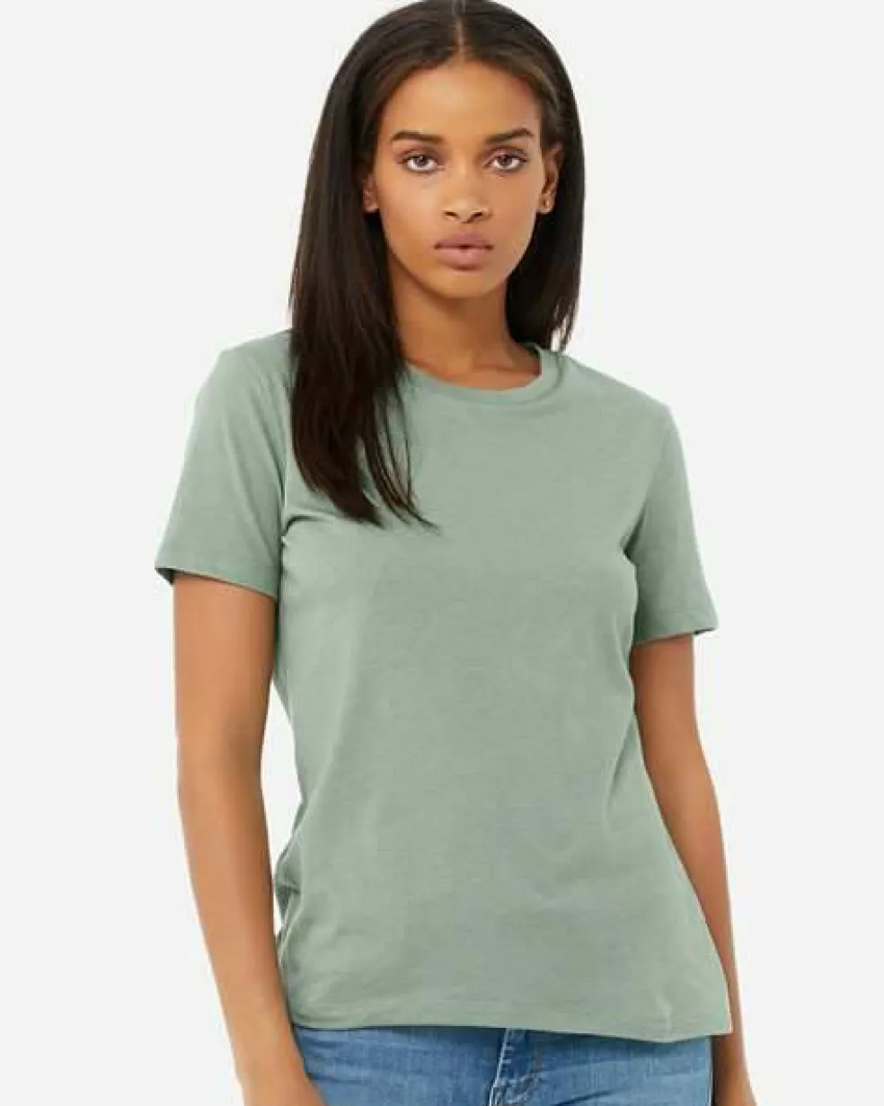 BELLA + CANVAS Women’s Relaxed Fit Heather CVC T-Shirt Free Shipping
