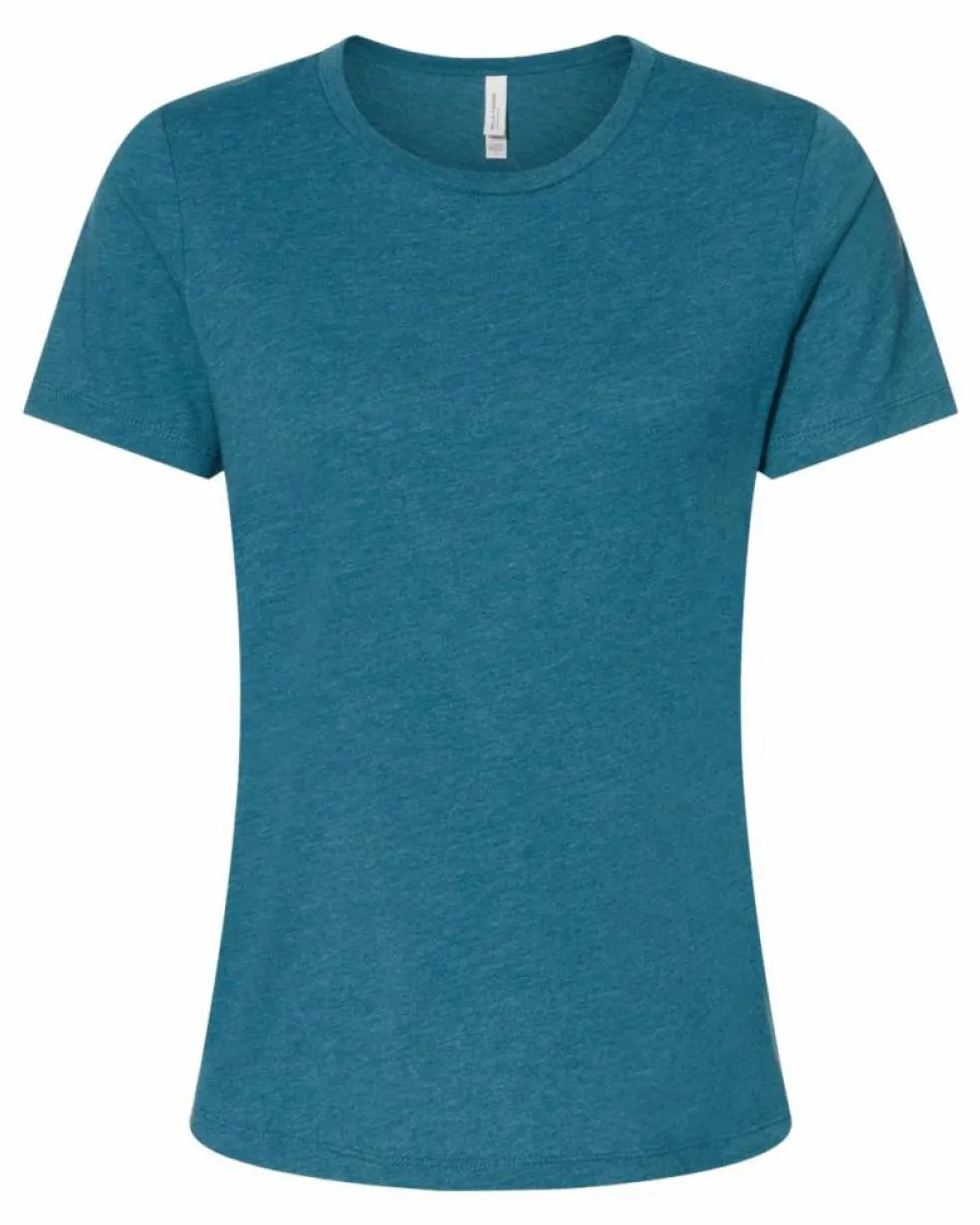 BELLA + CANVAS Women’s Relaxed Fit Heather CVC T-Shirt Free Shipping