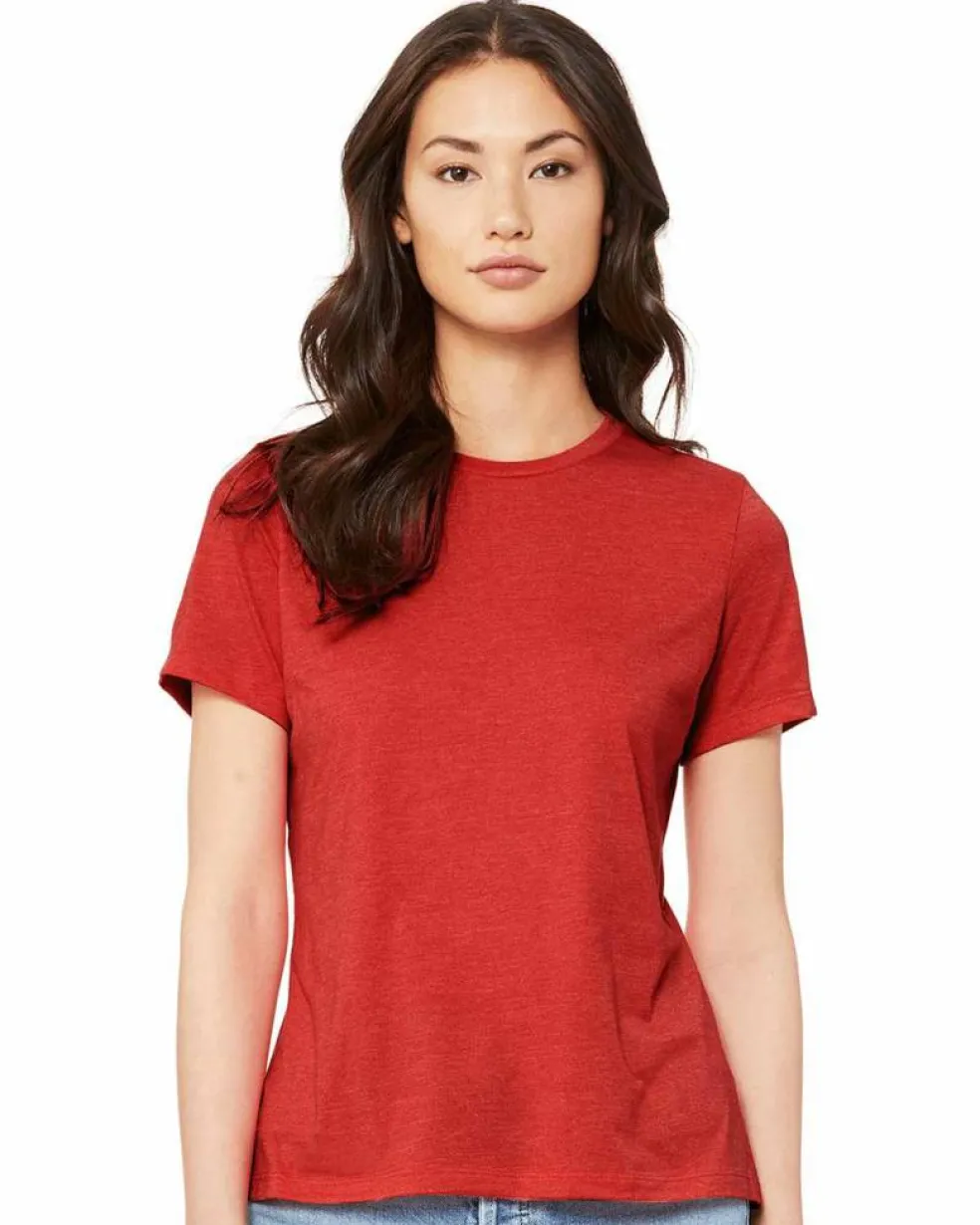 BELLA + CANVAS Women’s Relaxed Fit Heather CVC T-Shirt Free Shipping