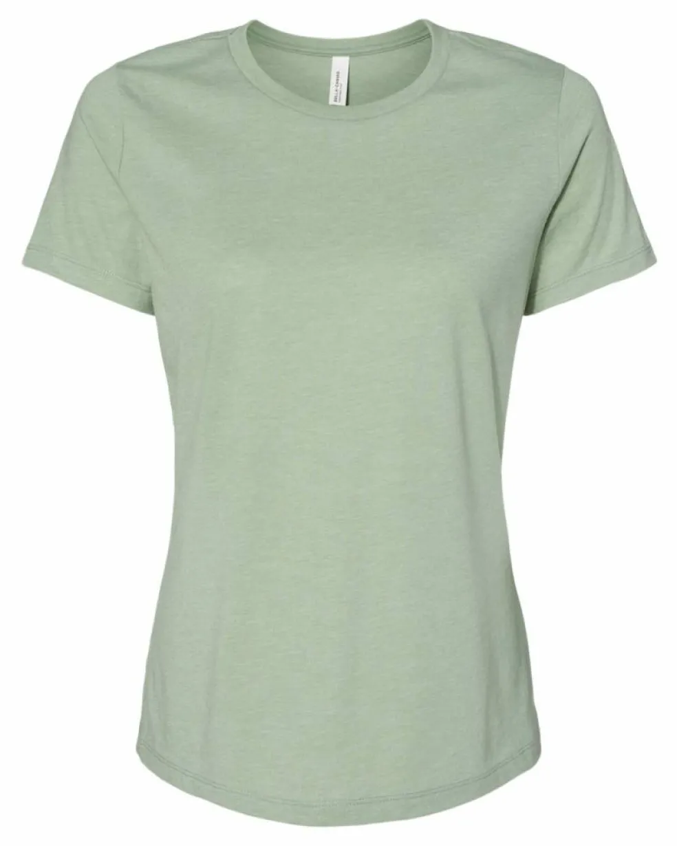 BELLA + CANVAS Women’s Relaxed Fit Heather CVC T-Shirt Free Shipping