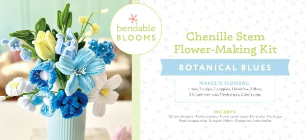 Bendable Blooms Chenille Stem Flower-Making Kit Botanical Blues: Everything You Need to Make a Beautiful Floral Bouquet
