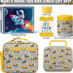 Bento Lunch Box for Kids Toddler Boys with 12OZ Insulated Food Jar