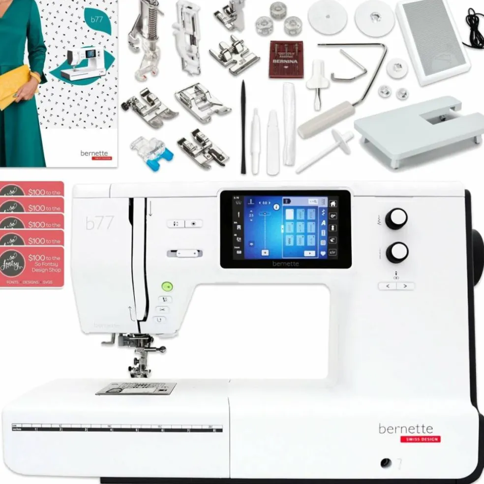 Bernette B77 Deco Sewing & Quilting Machine with 93 Spools & 200+ Accessories