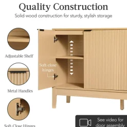 Best Choice Products 4-Door Reeded Storage Cabinet w/ Soft-Close Doors, Multipurpose Accent Furniture