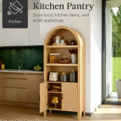Best Choice Products 72in Tall Arched 5-Tier Bookshelf Storage Cabinet w/ Adjustable Shelves