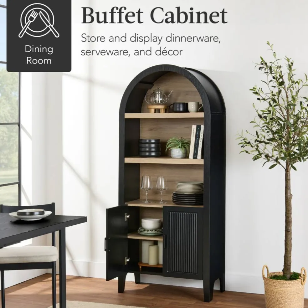 Best Choice Products 72in Tall Arched 5-Tier Bookshelf Storage Cabinet w/ Adjustable Shelves