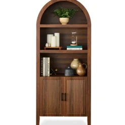 Best Choice Products 72in Tall Arched 5-Tier Bookshelf Storage Cabinet w/ Adjustable Shelves