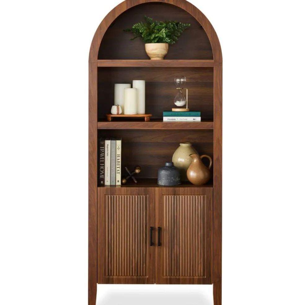 Best Choice Products 72in Tall Arched 5-Tier Bookshelf Storage Cabinet w/ Adjustable Shelves
