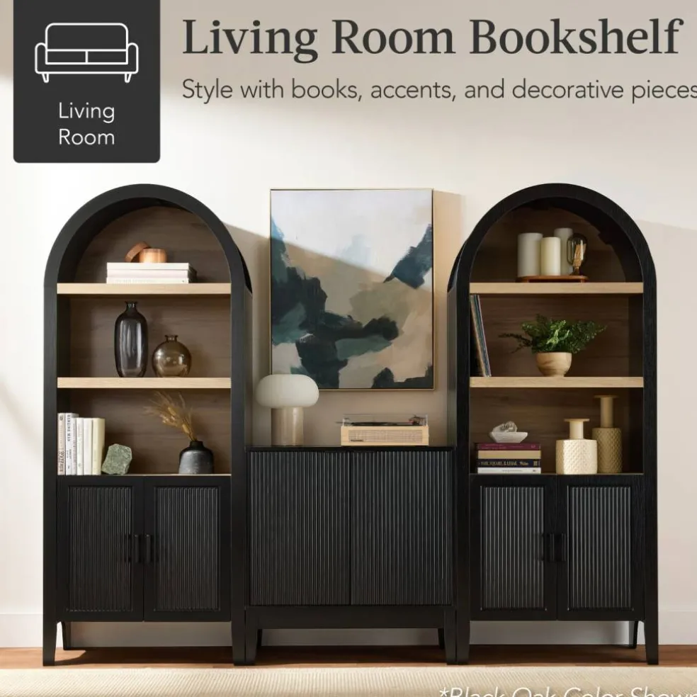 Best Choice Products 72in Tall Arched 5-Tier Bookshelf Storage Cabinet w/ Adjustable Shelves