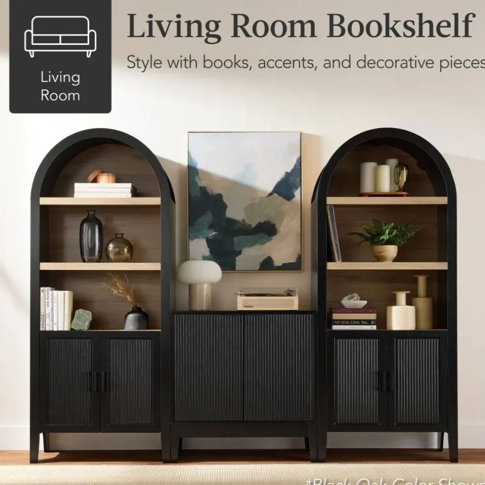 Best Choice Products 72in Tall Arched 5-Tier Bookshelf Storage Cabinet w/ Adjustable Shelves