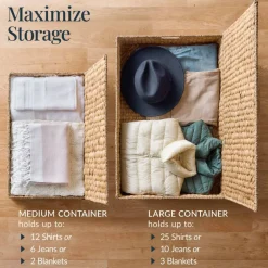 Best Choice Products 2PC Water Hyacinth Nesting Underbed Storage Baskets with Wheels