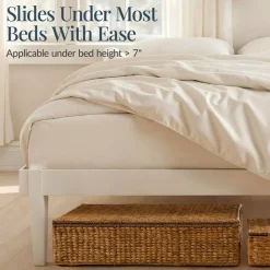 Best Choice Products 2PC Water Hyacinth Nesting Underbed Storage Baskets with Wheels