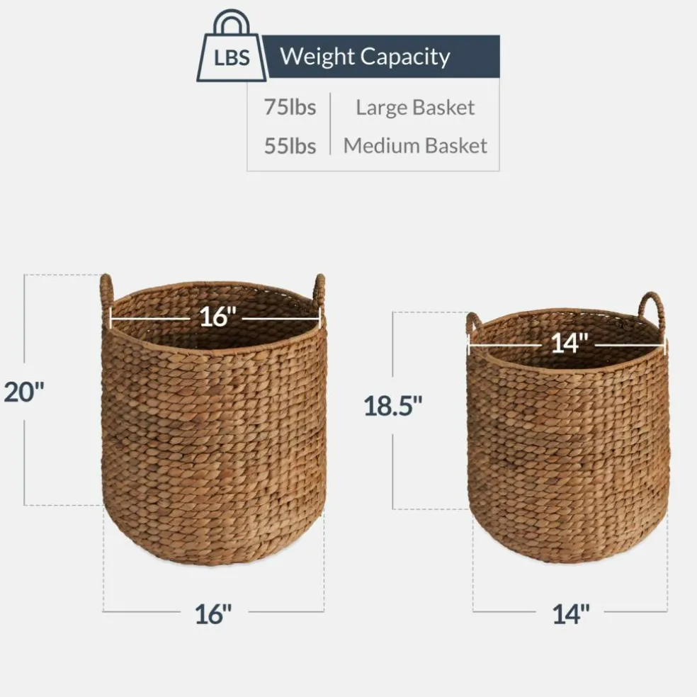 Best Choice Products 2-Piece Round Nesting Baskets W/Handles, Handwoven Water Hyacinth, Storage Organizer