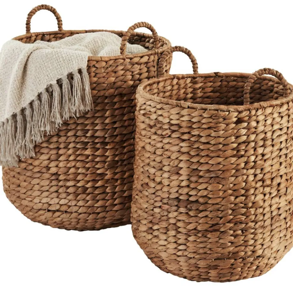 Best Choice Products 2-Piece Round Nesting Baskets W/Handles, Handwoven Water Hyacinth, Storage Organizer