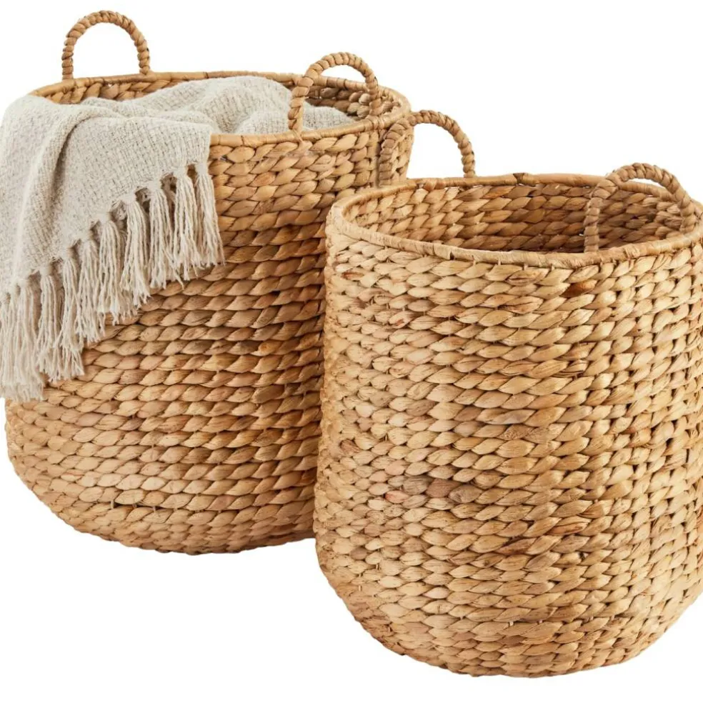 Best Choice Products 2-Piece Round Nesting Baskets W/Handles, Handwoven Water Hyacinth, Storage Organizer
