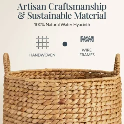Best Choice Products 2-Piece Round Nesting Baskets W/Handles, Handwoven Water Hyacinth, Storage Organizer