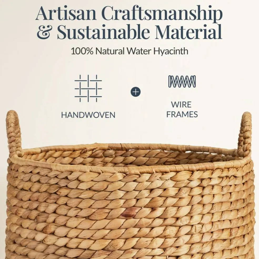 Best Choice Products 2-Piece Round Nesting Baskets W/Handles, Handwoven Water Hyacinth, Storage Organizer