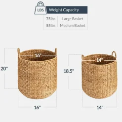 Best Choice Products 2-Piece Round Nesting Baskets W/Handles, Handwoven Water Hyacinth, Storage Organizer