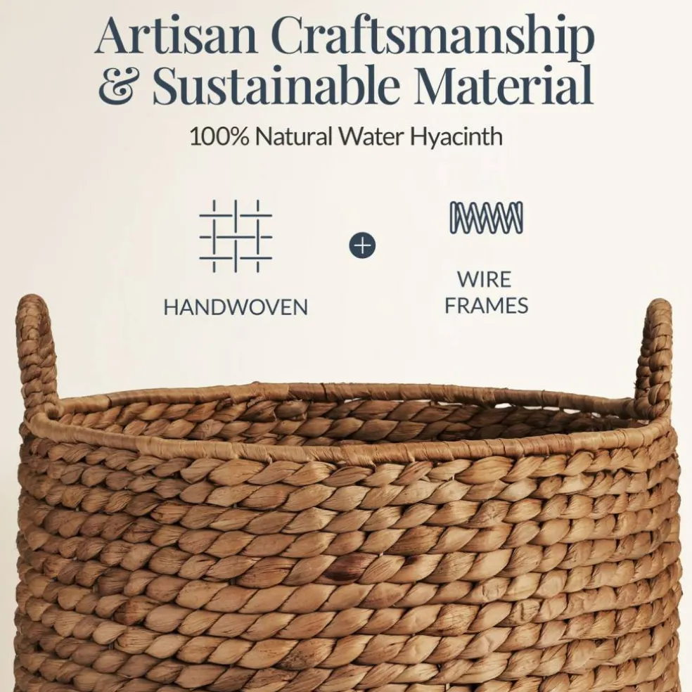 Best Choice Products 2-Piece Round Nesting Baskets W/Handles, Handwoven Water Hyacinth, Storage Organizer
