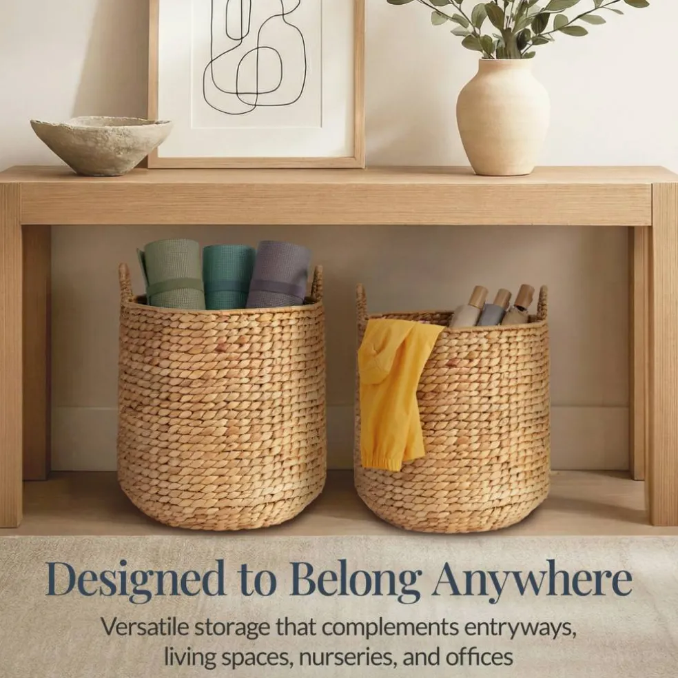 Best Choice Products 2-Piece Round Nesting Baskets W/Handles, Handwoven Water Hyacinth, Storage Organizer