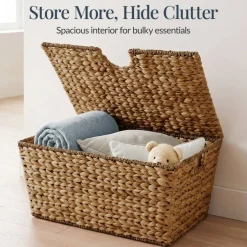 Best Choice Products Set of 2 X-Large & Medium Woven Storage Baskets W/Lids, Hyacinth Nesting Organizer Bins
