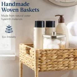Best Choice Products 3-Tier Water Hyacinth Rolling Utility Cart w/ Weaved Baskets