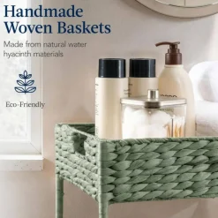 Best Choice Products 3-Tier Water Hyacinth Rolling Utility Cart w/ Weaved Baskets