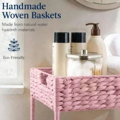 Best Choice Products 3-Tier Water Hyacinth Rolling Utility Cart w/ Weaved Baskets