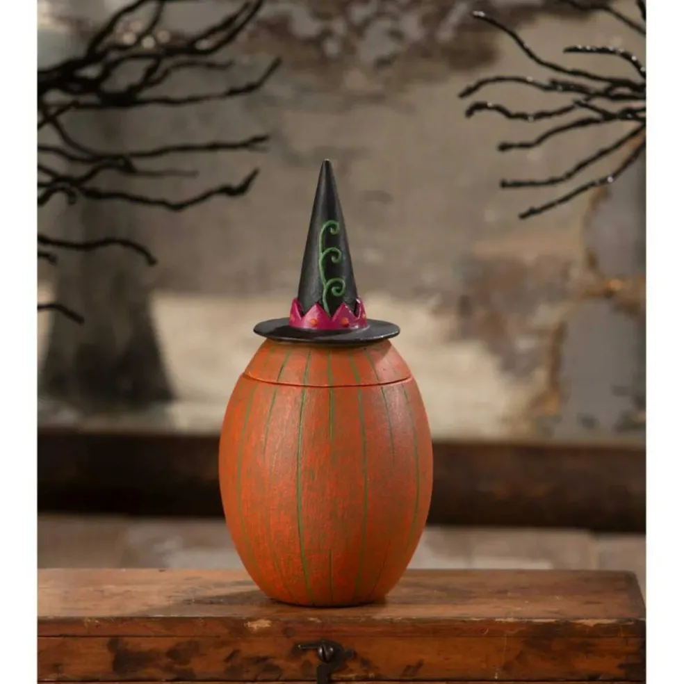 Bethany Lowe 6.5 Inch Gourdy Orange-O-Ween Fall Figurine , Lightweight Halloween Decor Halloween Pumpkin