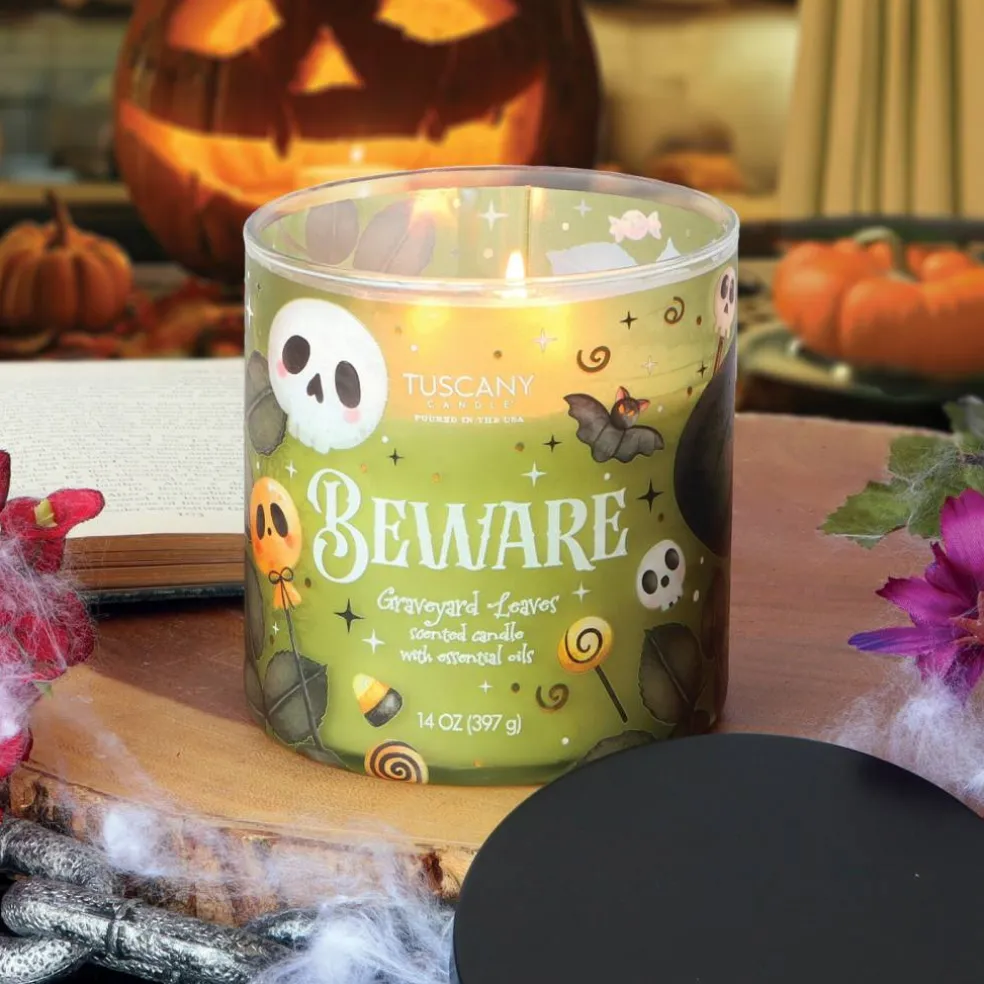 Beware: Graveyard Leaves Scented Halloween Candle (14 oz)