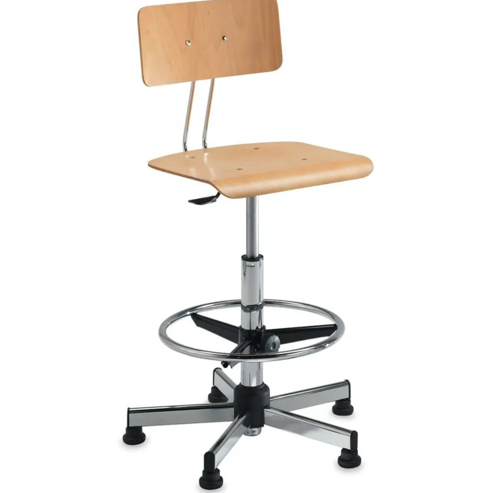 Bieffe Drafting Chair - Birch and Chrome