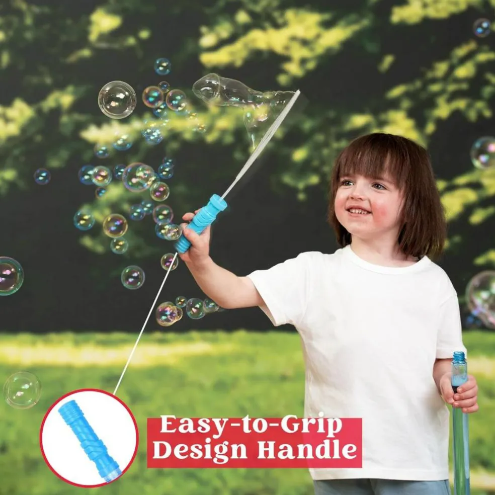 14.6’’ Big Bubble Wands for Kids, 1 Dozen Bubble Wand Bulk with Refill Solution for Summer Toy Party