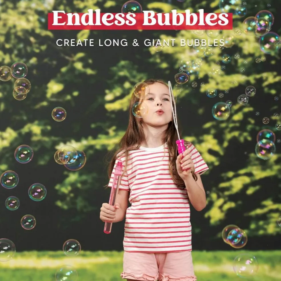 14.6’’ Big Bubble Wands for Kids, 1 Dozen Bubble Wand Bulk with Refill Solution for Summer Toy Party